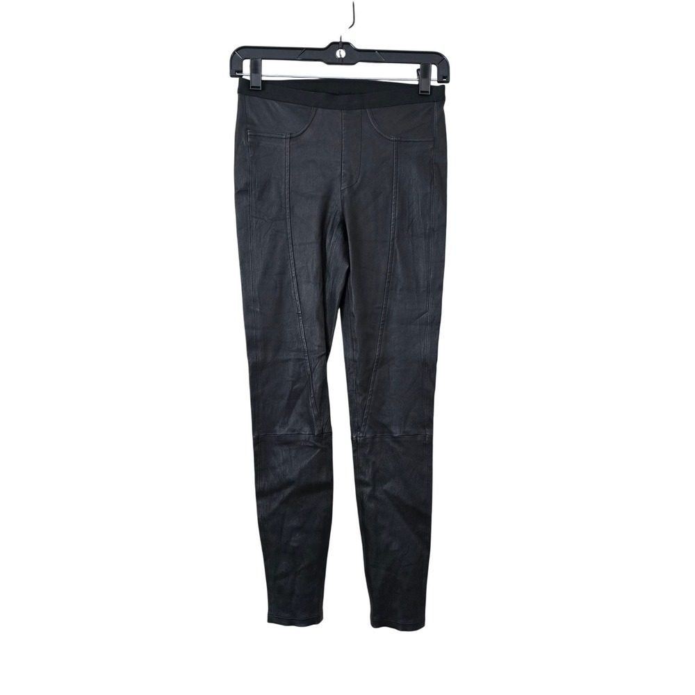 HELMUT LANG Black Faux Leather Moto Leggings High Rise Skinny Pants Size 0